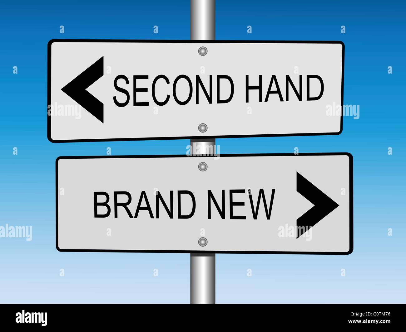 Second Hand im Vergleich zu neuen Verkehrszeichen Stock Vektor