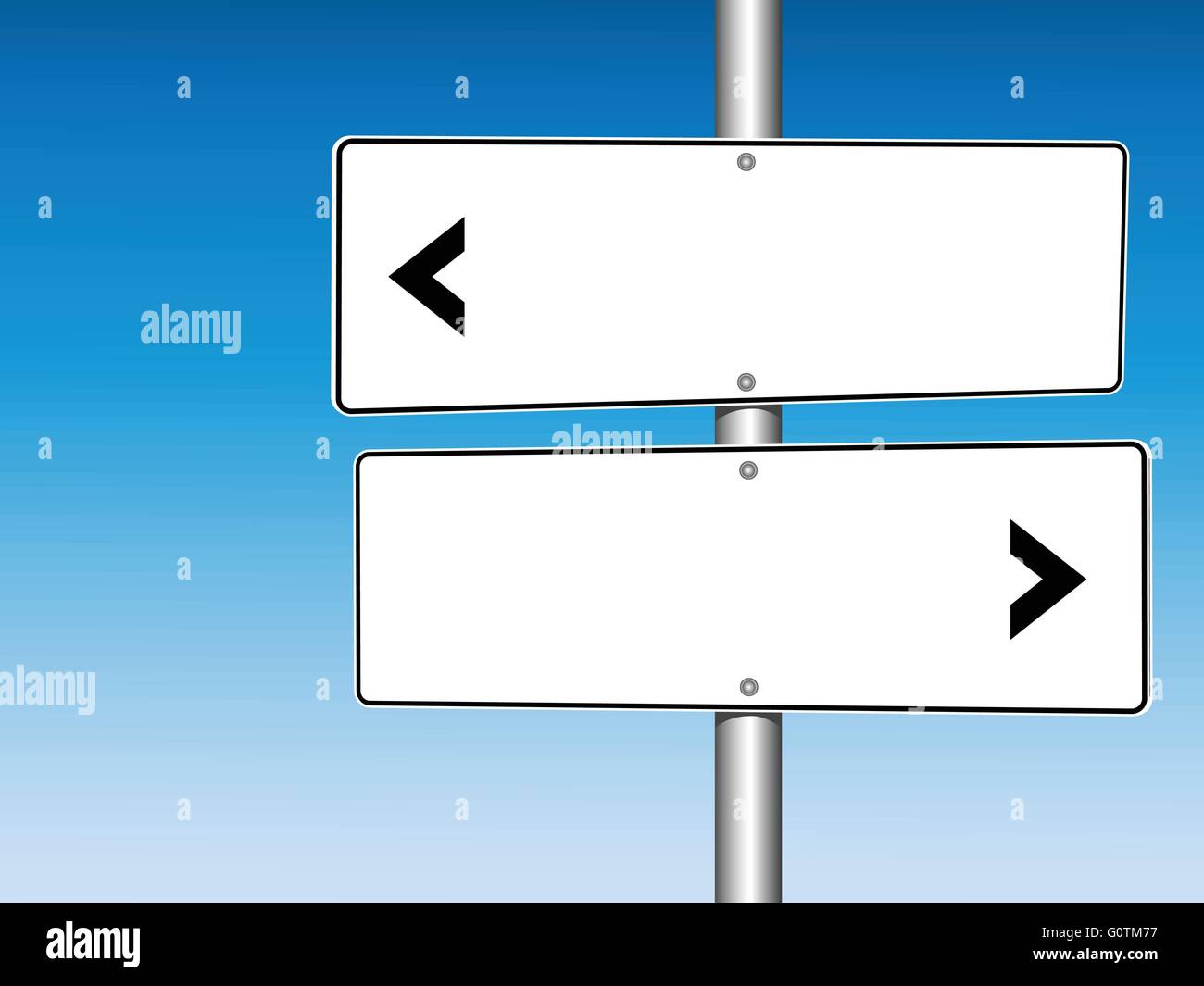 Zwei Panel weiße direktionale Verkehrszeichen Stock Vektor