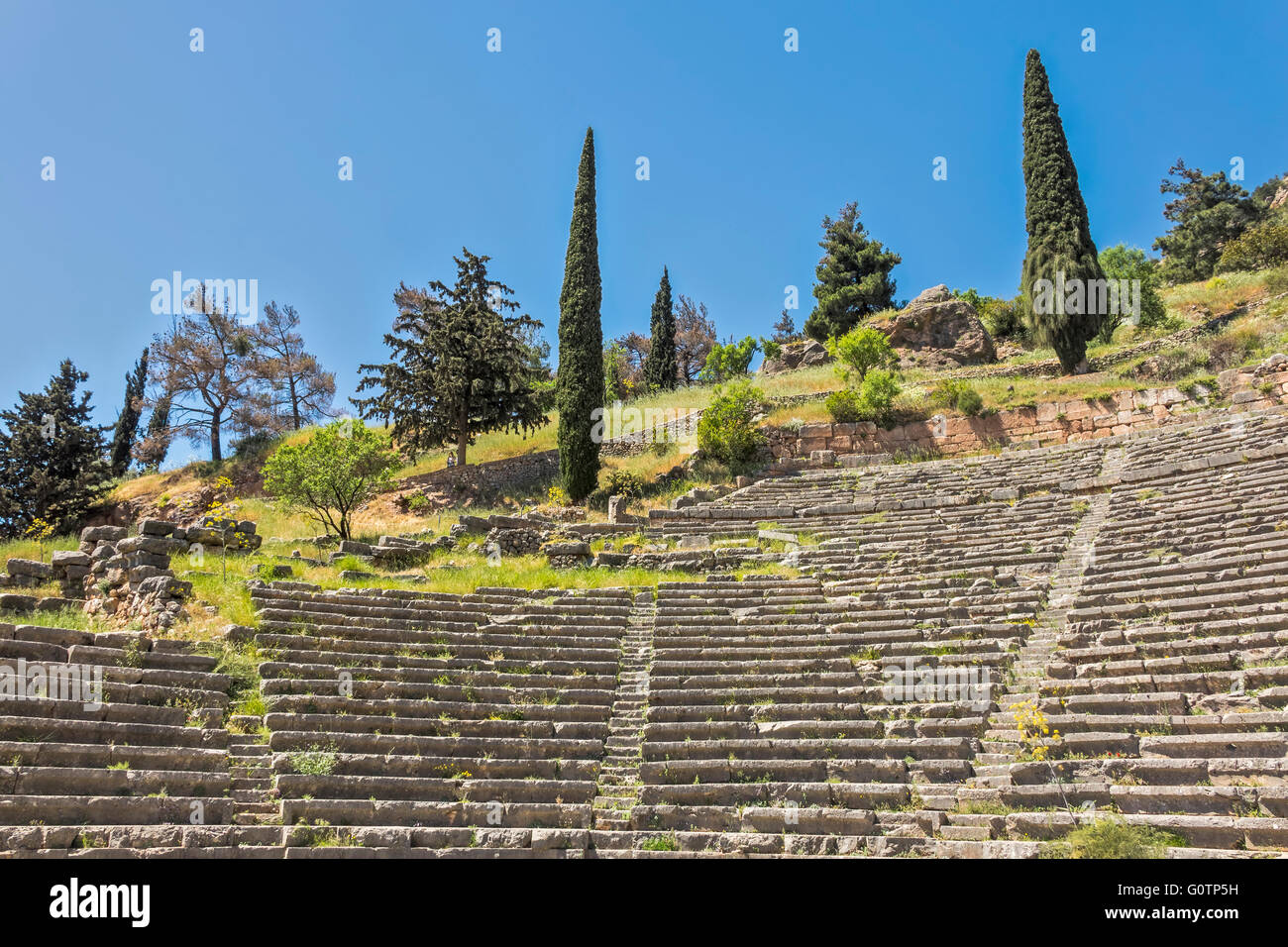 Teil des Amphitheaters Delphi Griechenland Stockfoto