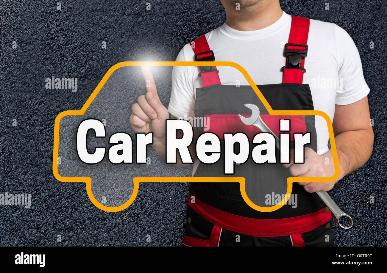 Kfz-Mechaniker Auto Reparatur Touchscreen gesteuert. Stockfoto