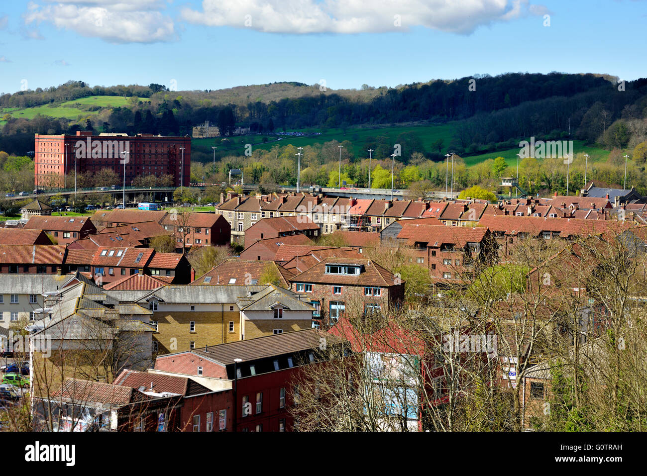 Bristol Stadt Dächer im Bereich Hotwells, UK Stockfoto