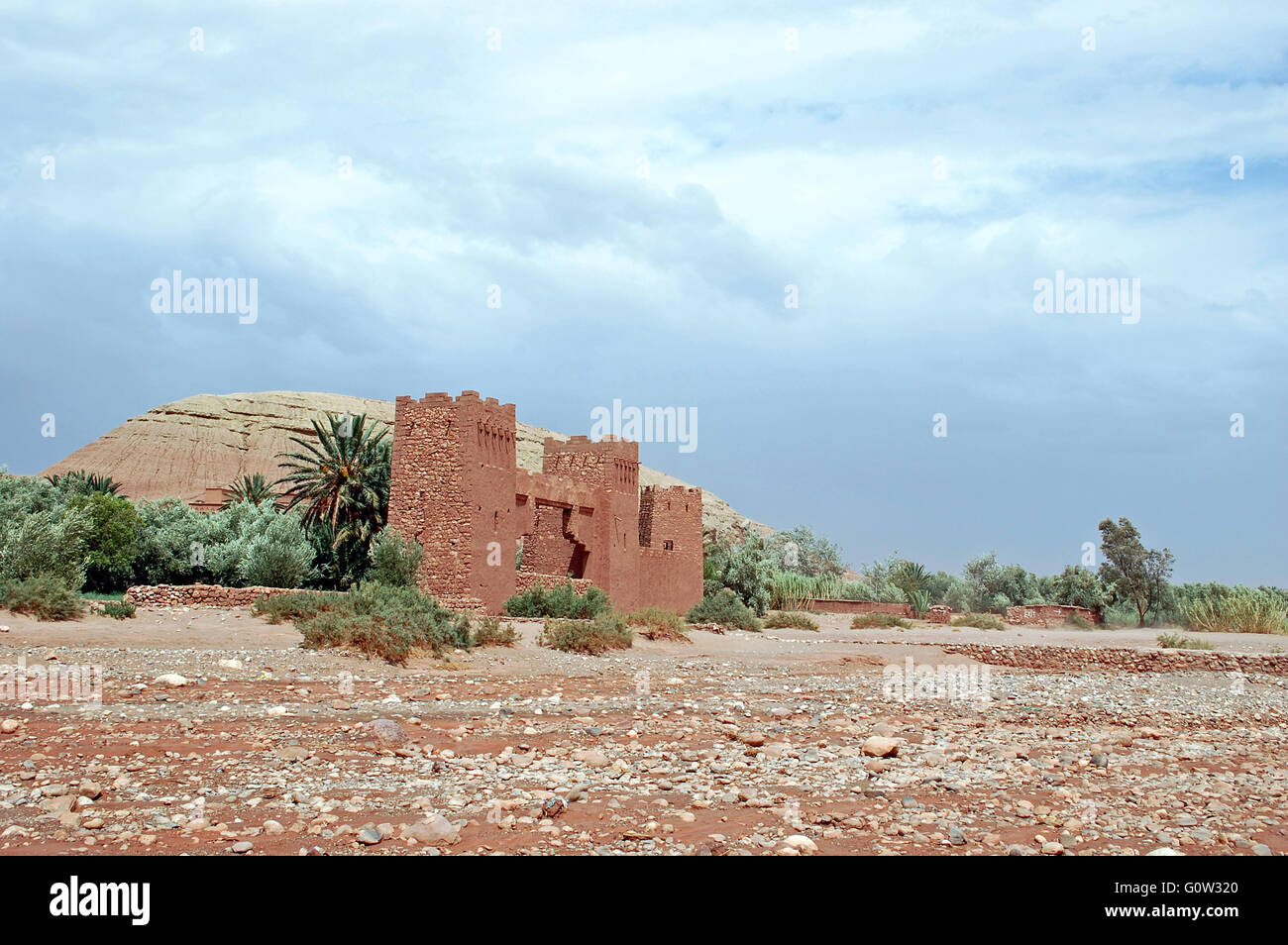La Kasbah d'Ait Ben Haddou, die Lage in Marokko, wo viele Filme einschließlich Indiana Jones gedreht wurden Stockfoto