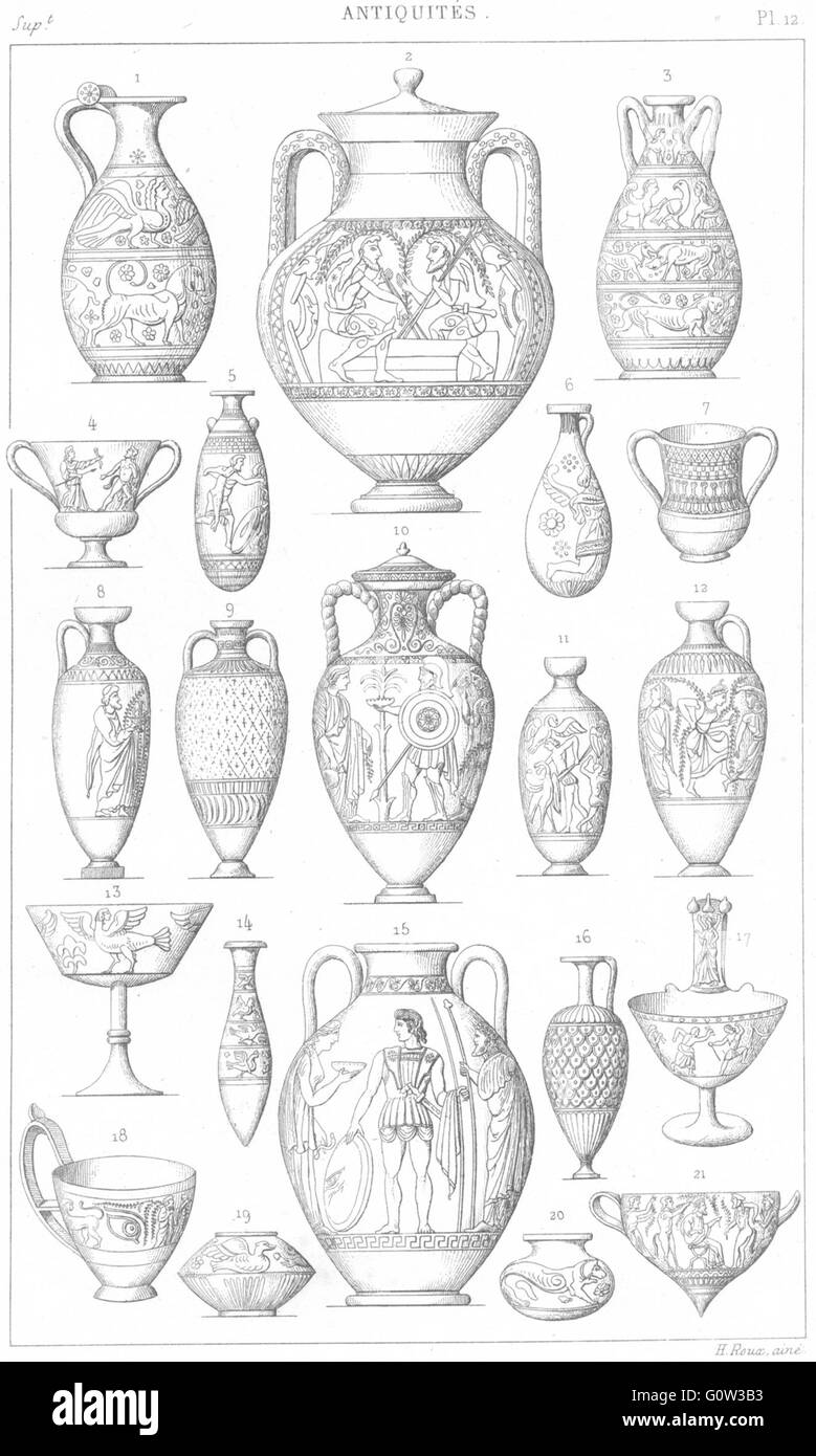 Griechenland: Vasen, Italo-steil, Dits Vasen Etrusques, antike print 1875 Stockfotografie