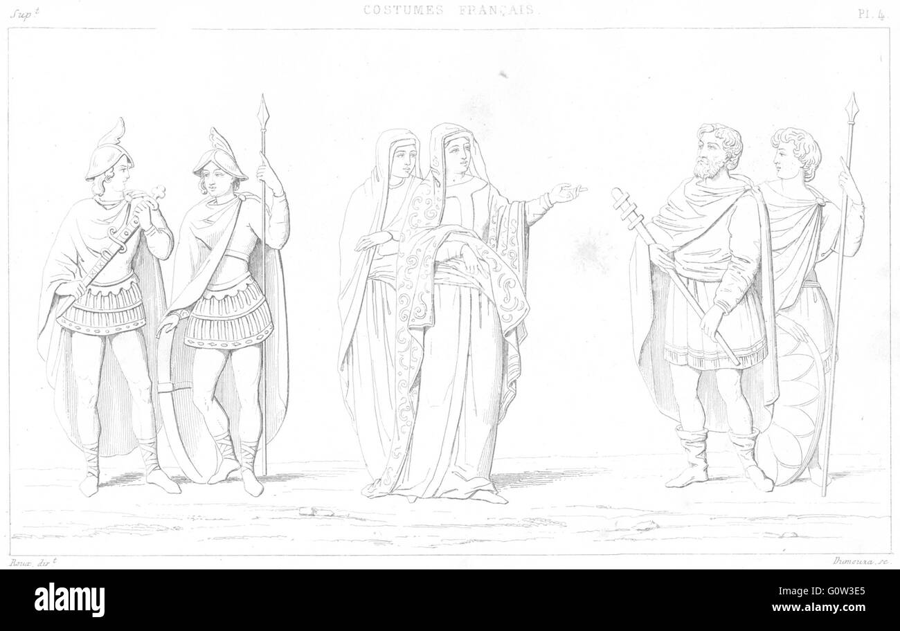 Frankreich: Kostüme: Seigneurs (Cour de Charles Chauve); Prinzessinnen; , Drucken von 1875 Stockfoto
