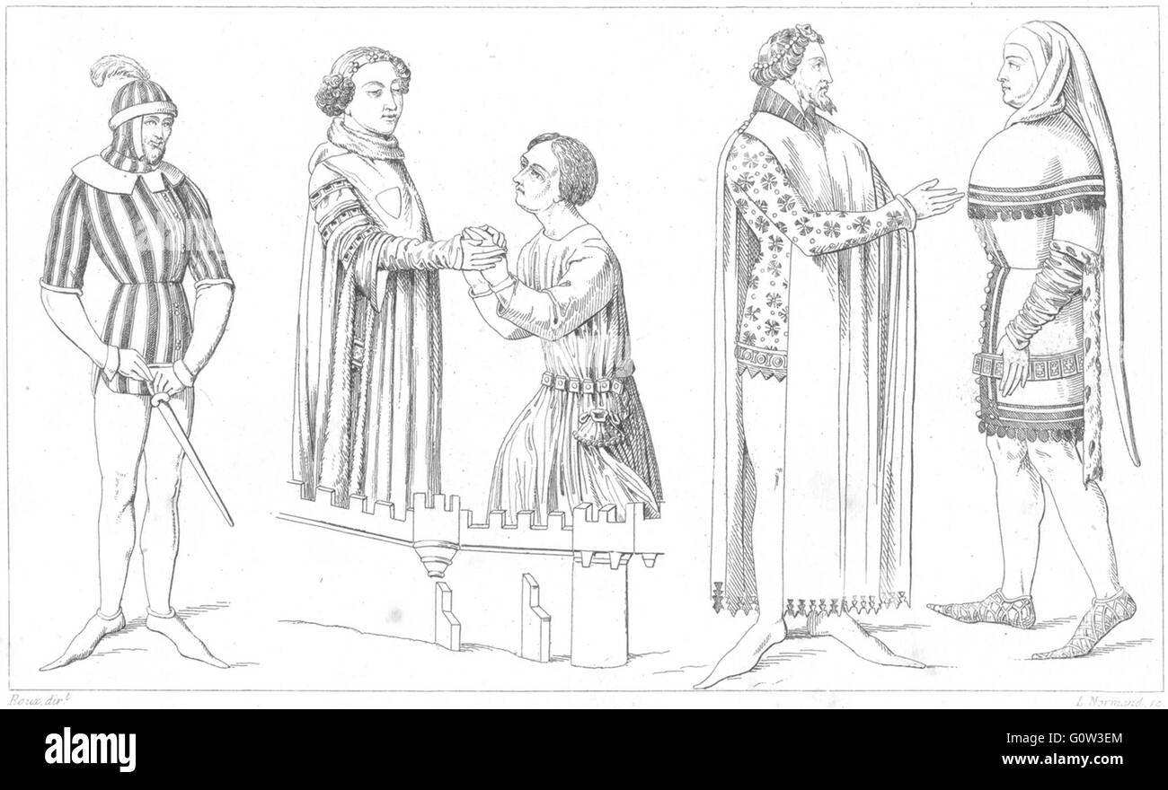 Frankreich: Novizin; Louis II. de Bourbon; Seigneurs Recevant Hommage, print 1875 Stockfoto