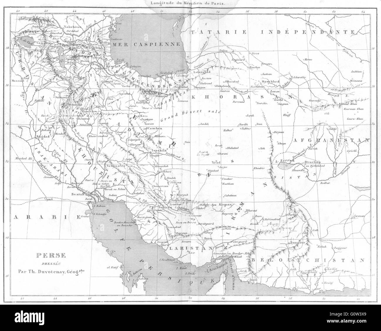 IRAN: Kurzschneiden (Persien) Dressee Persisch, 1879 Antike Landkarte Stockfoto