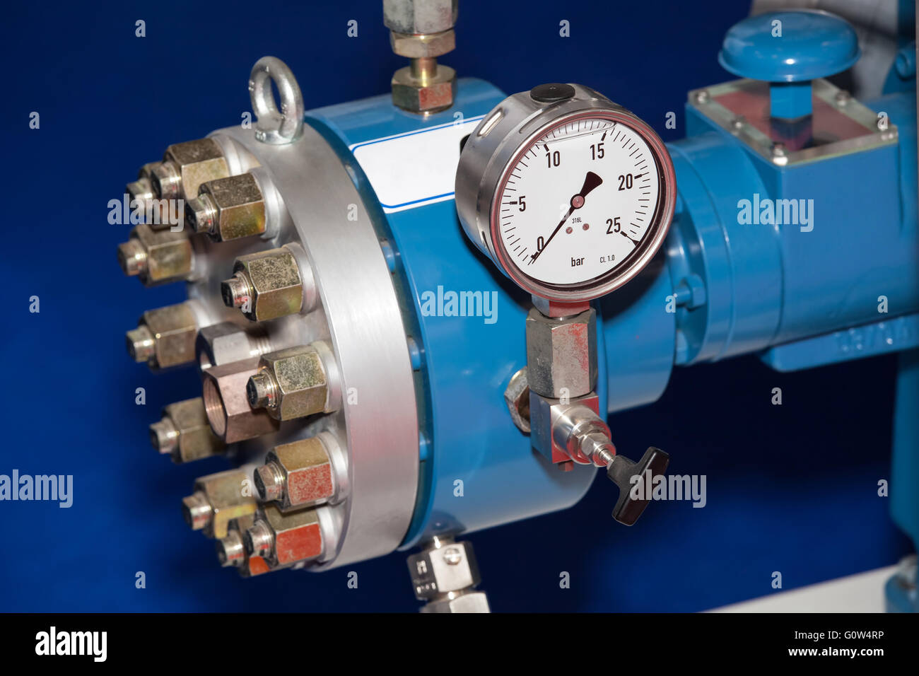 Rohr-Manometer-Ansicht Stockfoto