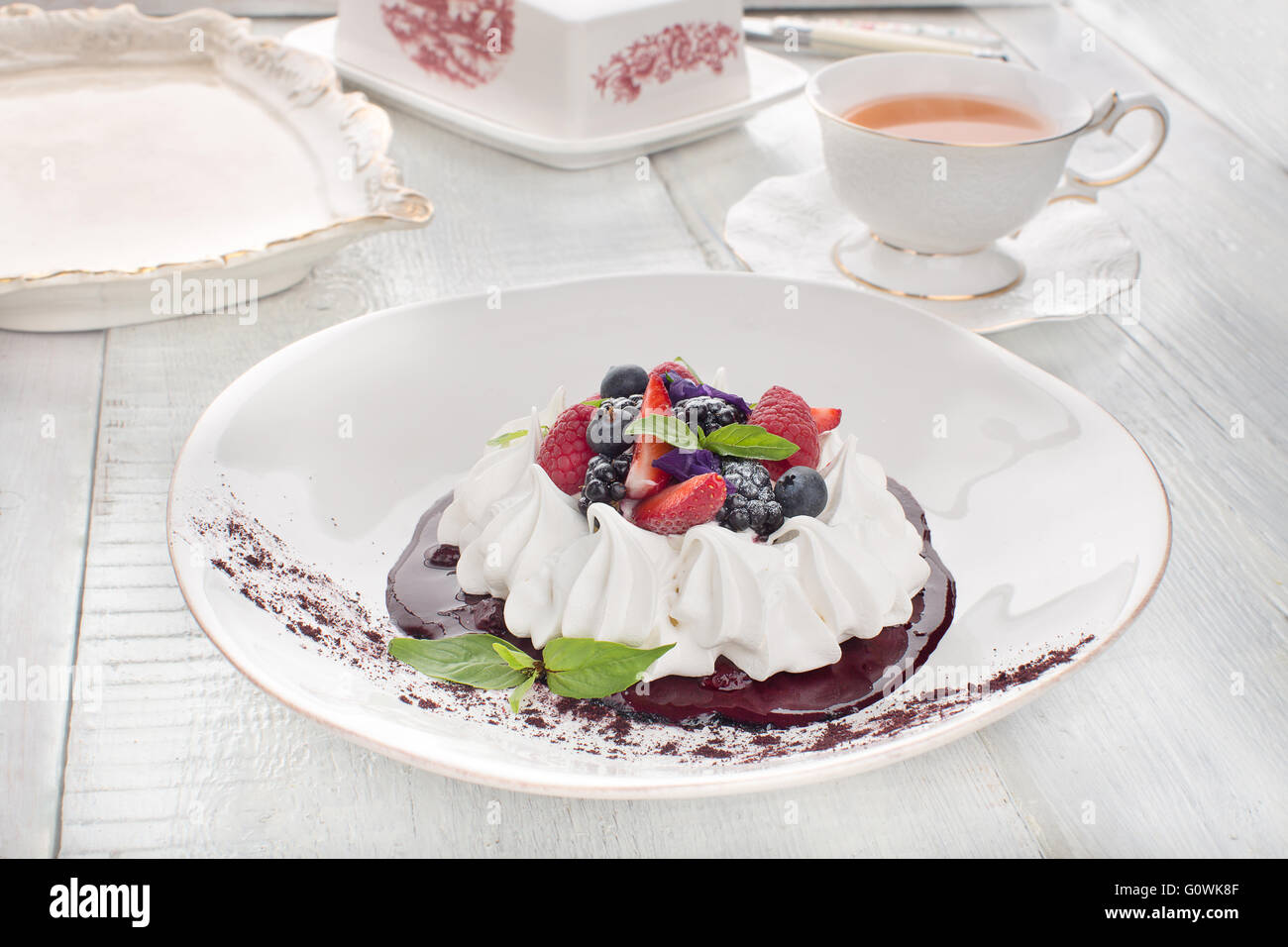 Anna Pavlova dessert Stockfoto
