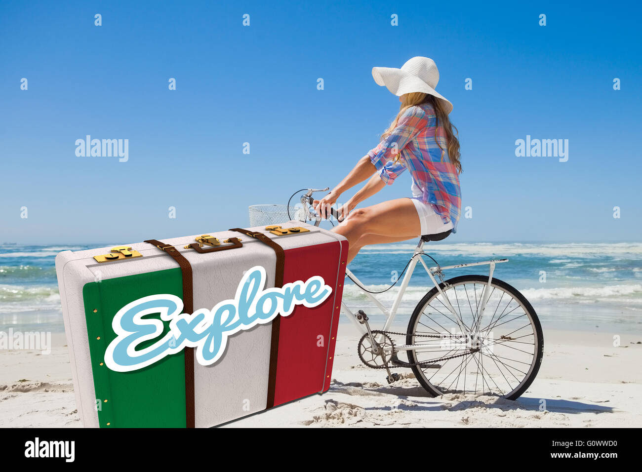 Zusammengesetztes Bild der Koffer mit der italienischen Flagge Stockfoto