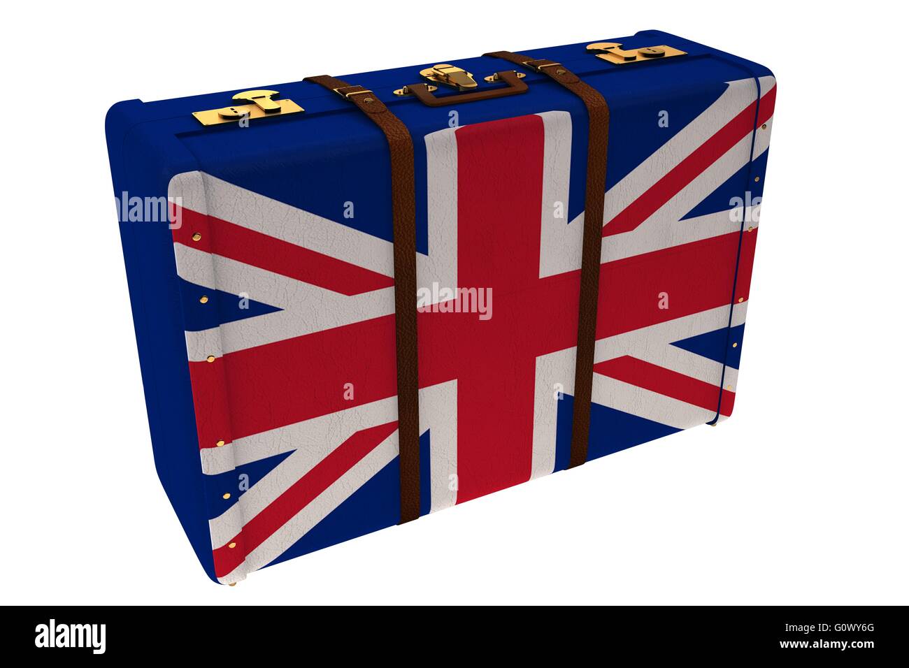 Großbritannien Flagge Koffer Stockfoto