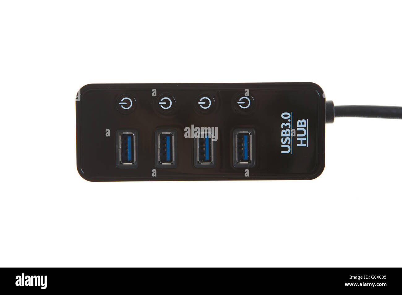 dunkle USB-Hub isoliert auf weißem Hintergrund Stockfoto