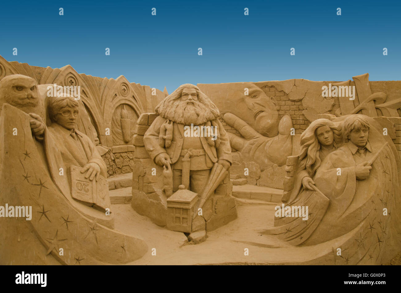 Sand Skulptur zum Thema "Harry Potter" Stockfoto
