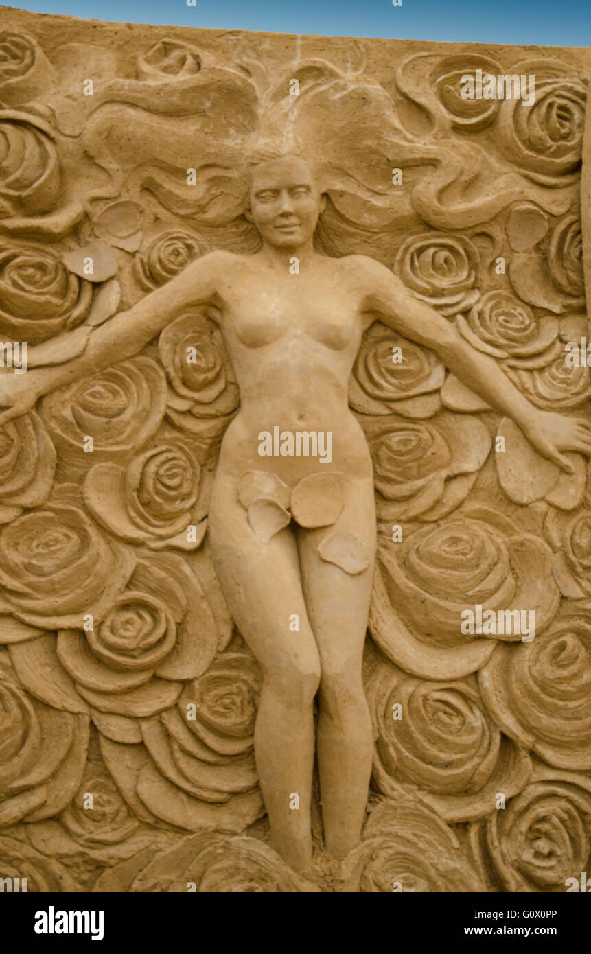 Sandskulpturen von dem Film "American Beauty" Stockfoto