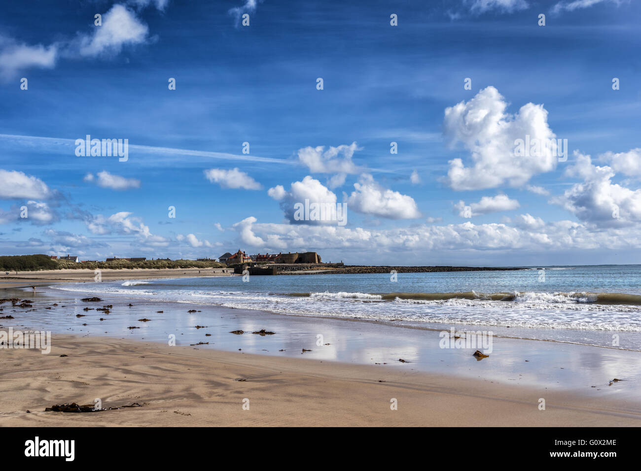 Beadnell-Strand an der Northumbrian Küste Englands Stockfoto