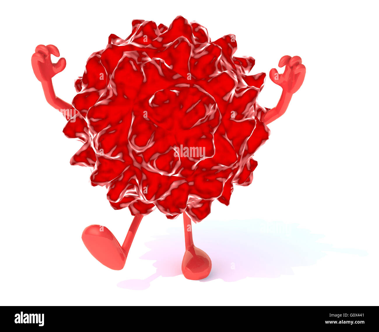 rote Virus mit Armen und Beinen, 3d illustration Stockfoto