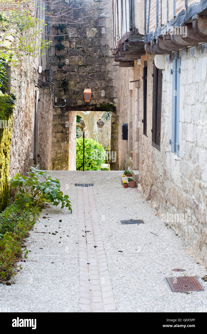 Blick auf das Dorf von La Romieu. Gers. Frankreich. Stockfoto