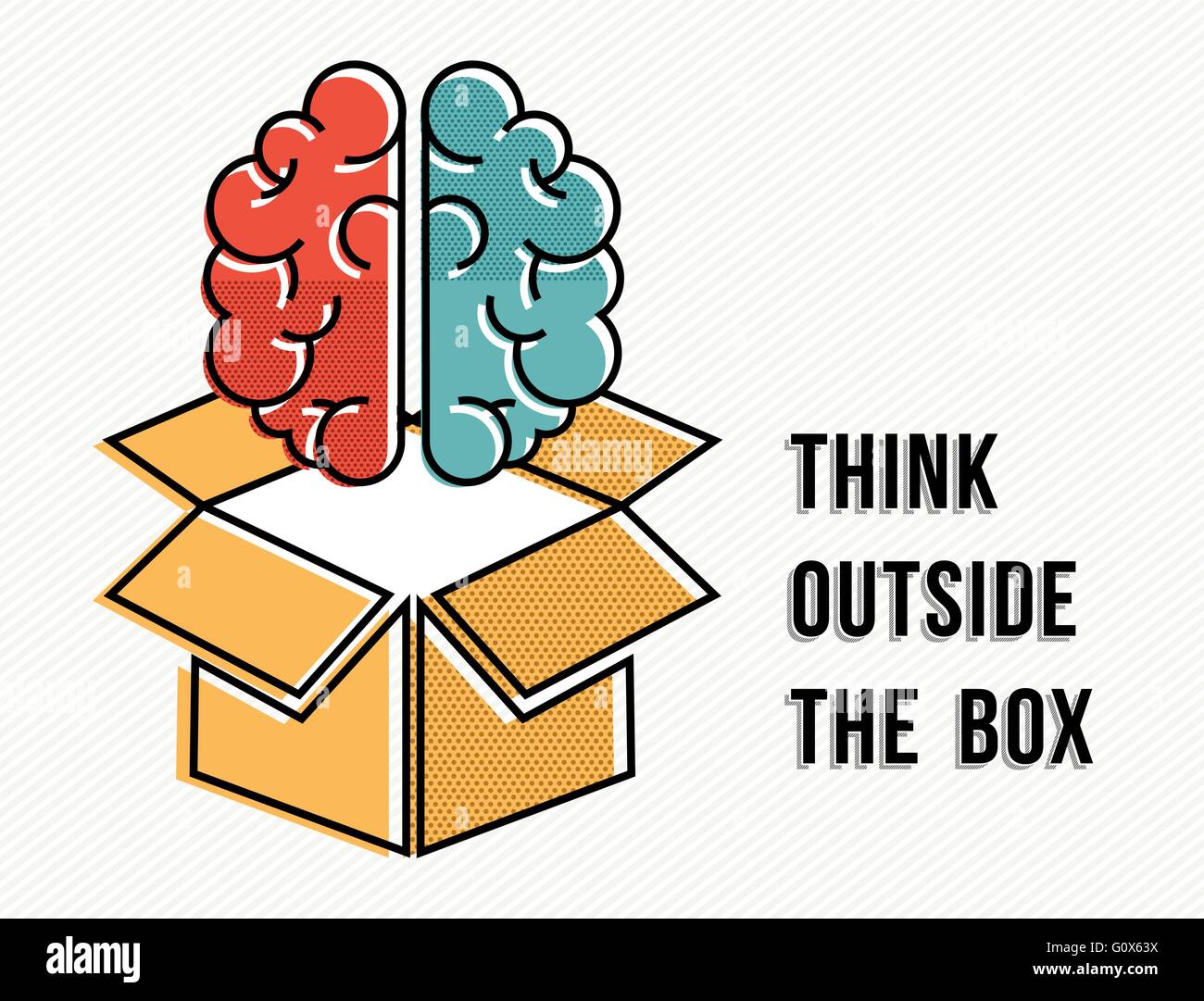 Denken Sie außerhalb der Box Kreativkonzept mit menschlichen Gehirns Abbildung im modernen Kunststil. EPS10 Vektor. Stock Vektor