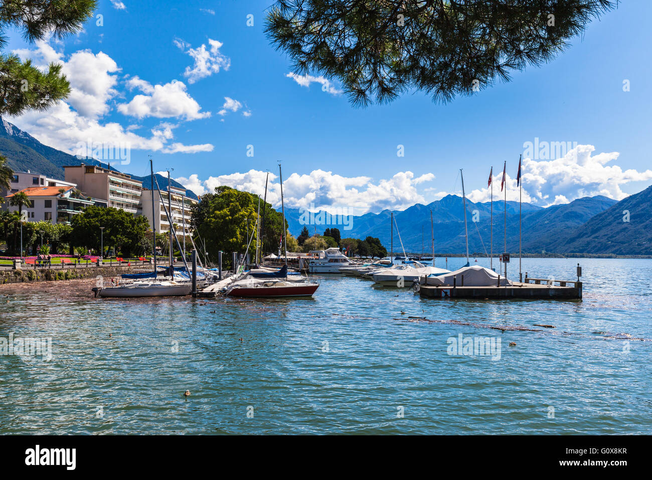 Sehen Sie auf der Seite an, Lago Maggiore, Locarno, Tessin, Schweiz Stockfoto