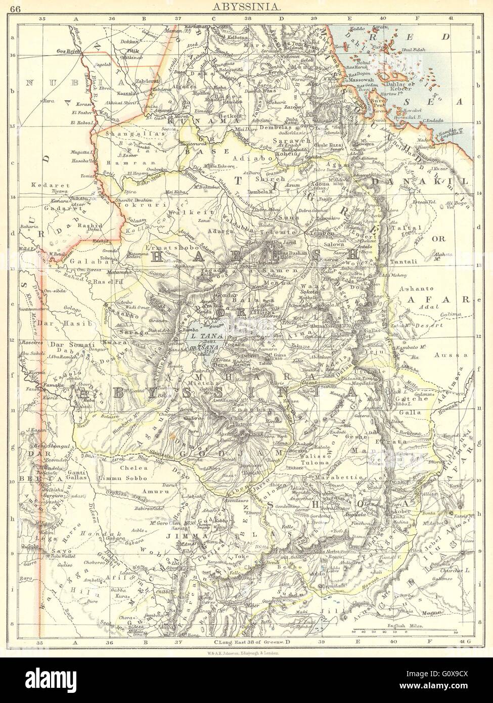 Äthiopien: Abessinien, 1897 Antike Landkarte Stockfoto