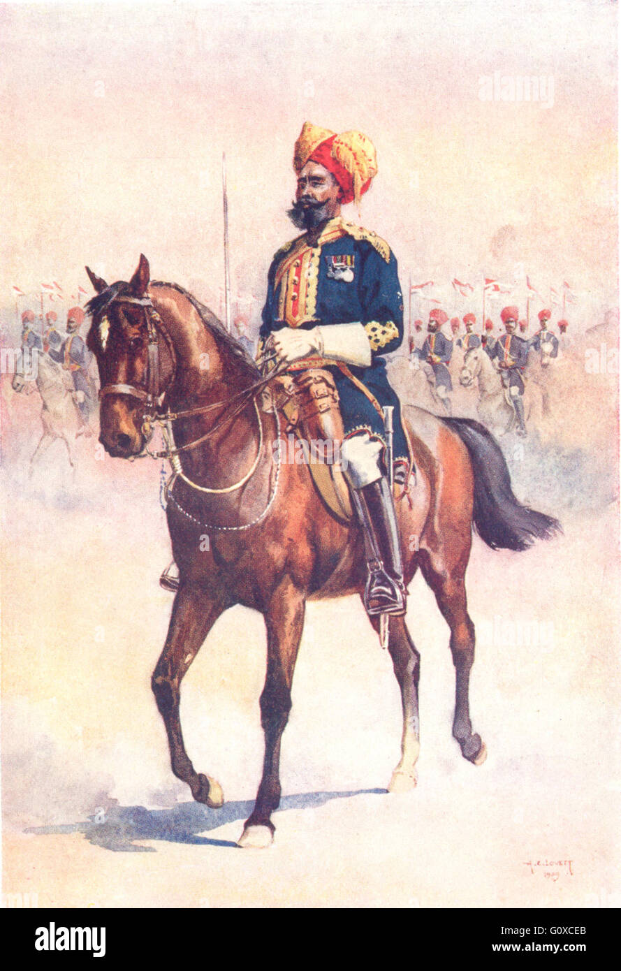 Indien: Armee von Osten Indien Co: 14. Murrays Jat Lancers Risaldar-Maj, 1911 Stockfoto