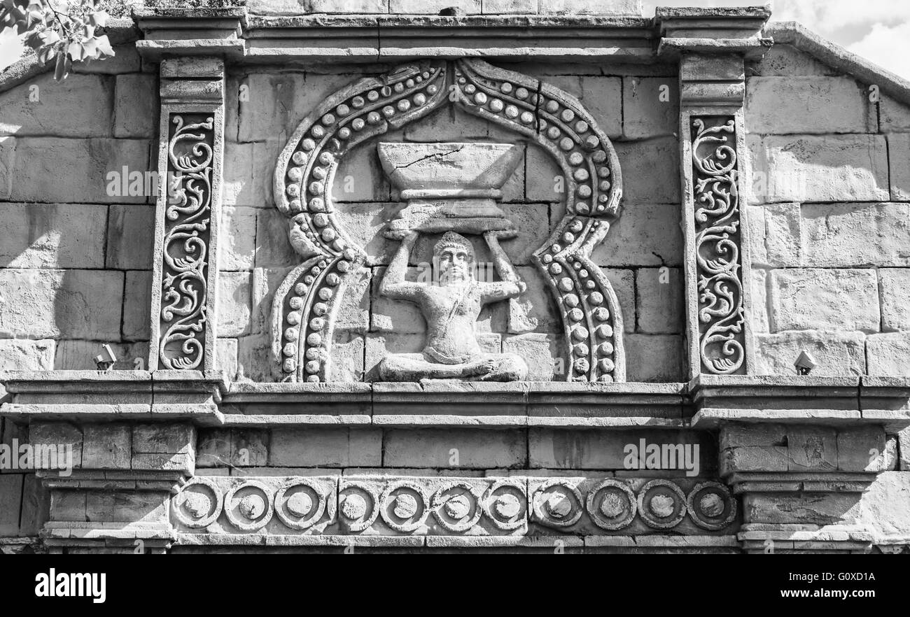 Geformten Außenfassade einen Hindu-Tempel. Stockfoto