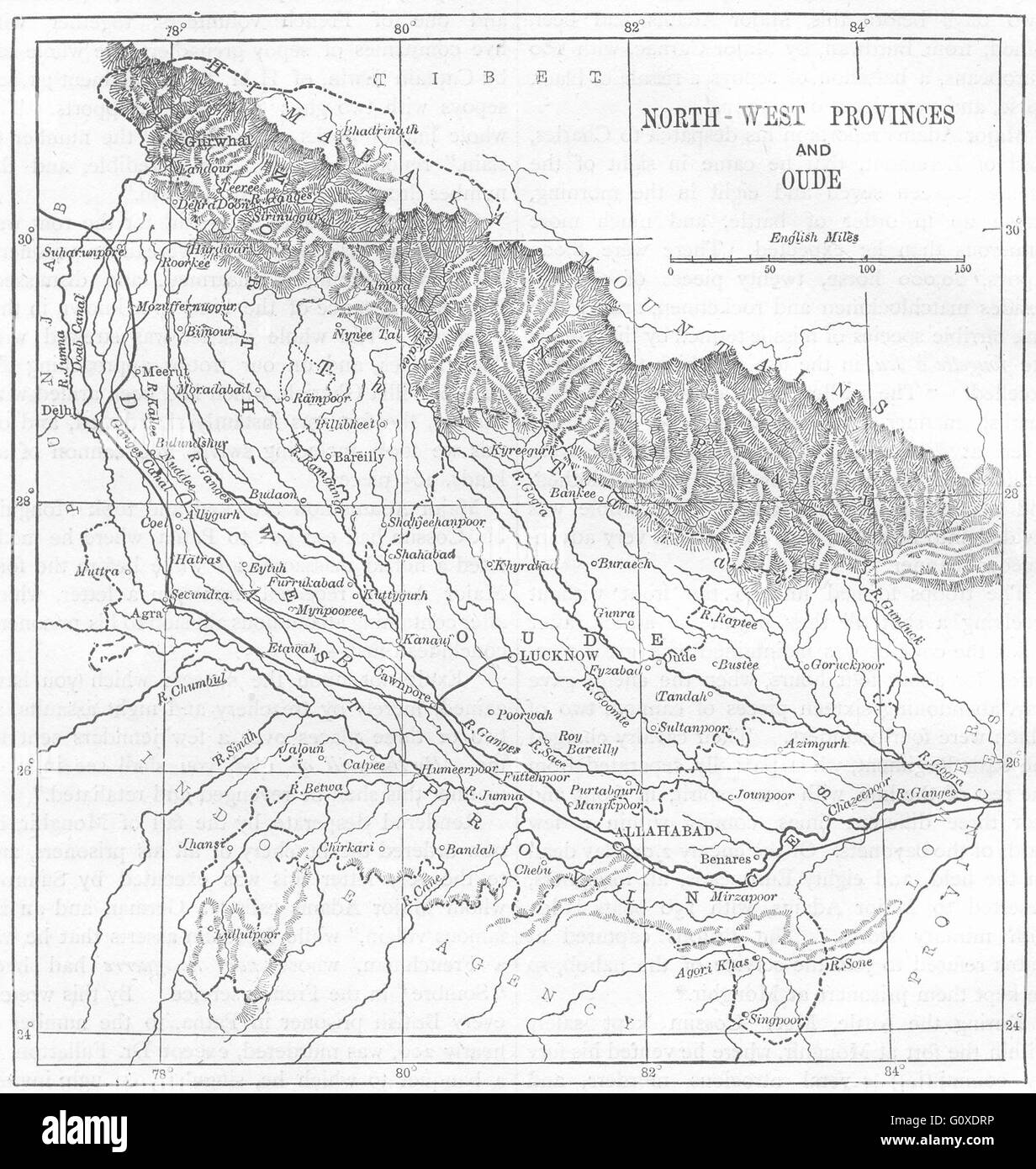 Indien: Karte von Awadh und in den nordwestlichen Provinzen, c1880 Stockfoto