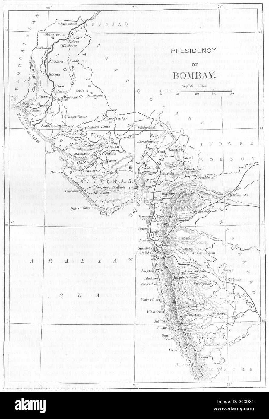 Indien: Karte von der Präsidentschaft von Mumbai, c1880 Stockfoto