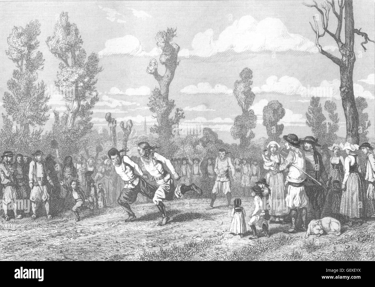 BRETAGNE: La Course, antiken Druck 1844 Stockfoto