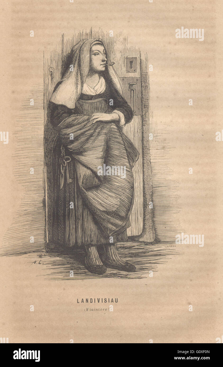 FINISTÈRE: Landivisiau(Finistere), antike print 1844 Stockfoto