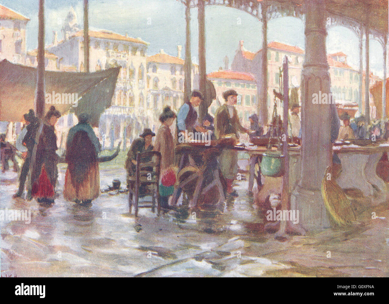 Venedig: Der Fischmarkt, Vintage print 1930 Stockfoto