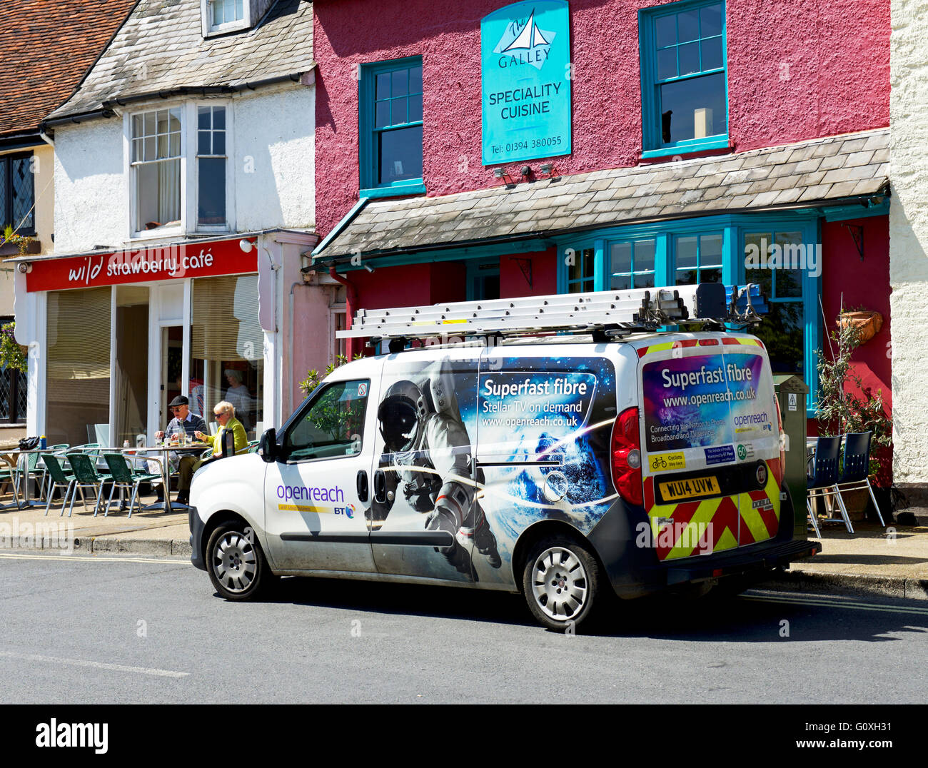 BT-Service van geparkt in Woodbridge, Suffolk, England UK Stockfoto