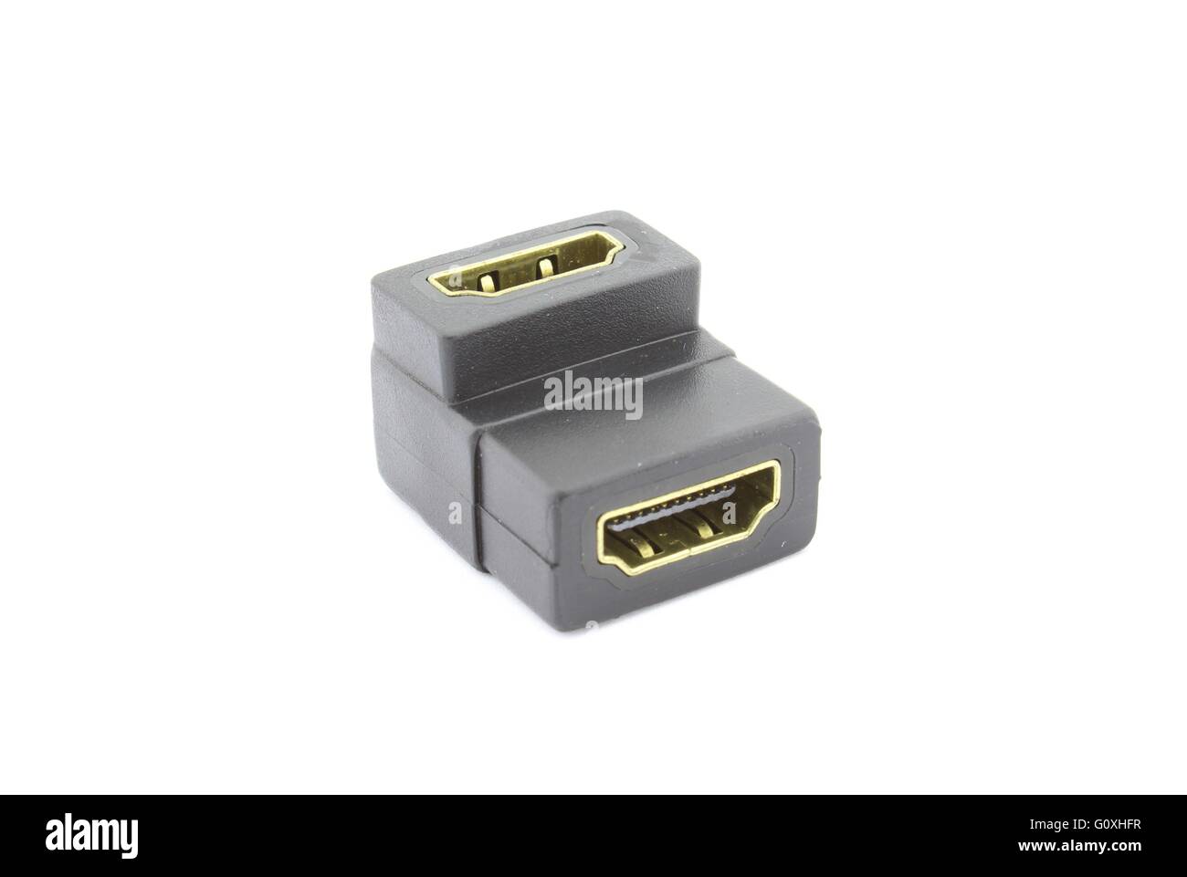 HDMI-Buchse auf Buchse Adapter 90 Grad Stockfoto