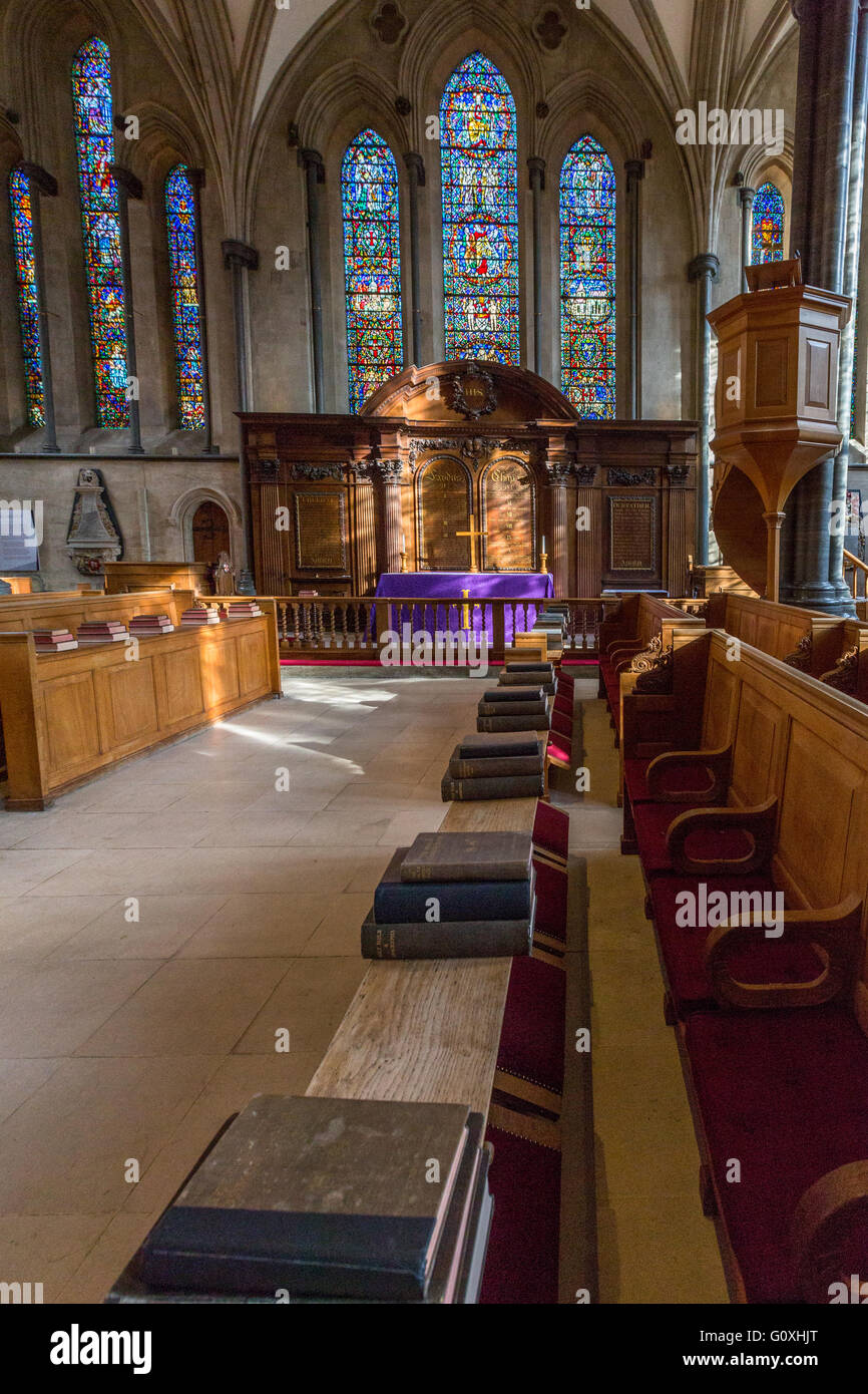 Innere des Temple Church, London, Vereinigtes Königreich Stockfoto