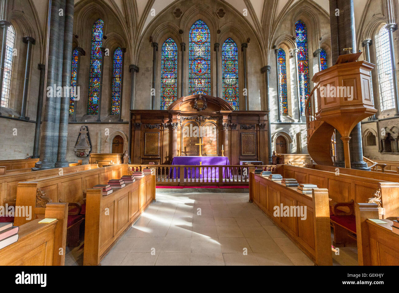 Innere des Temple Church, London, Vereinigtes Königreich Stockfoto