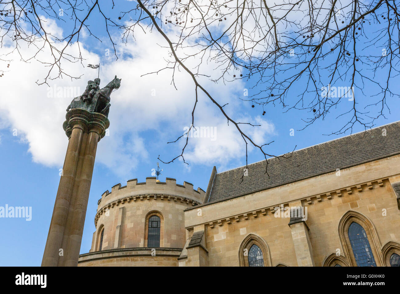 Äußere Temple Church, London, Vereinigtes Königreich Stockfoto