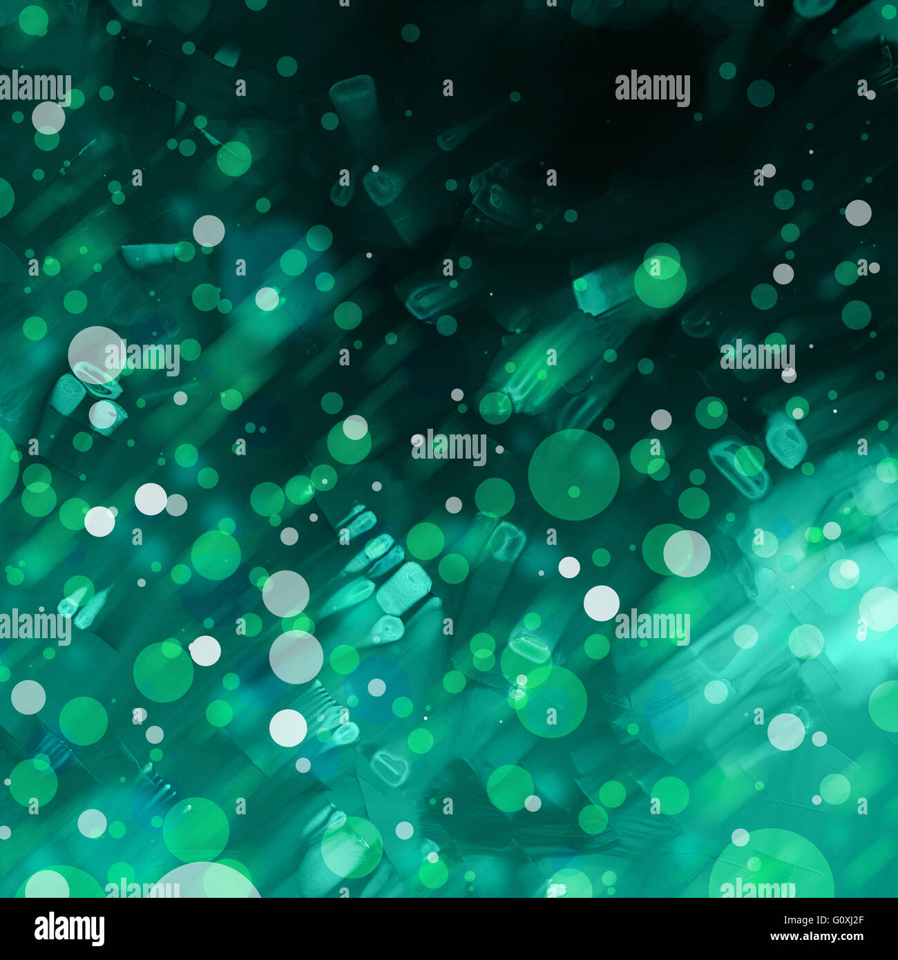 abstrakte verschwommene blaue grüne Lichter Hintergrund Stockfoto