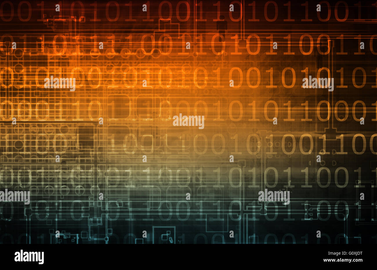 Netzwerksicherheit mit binären 1 s und 0 s Stockfoto