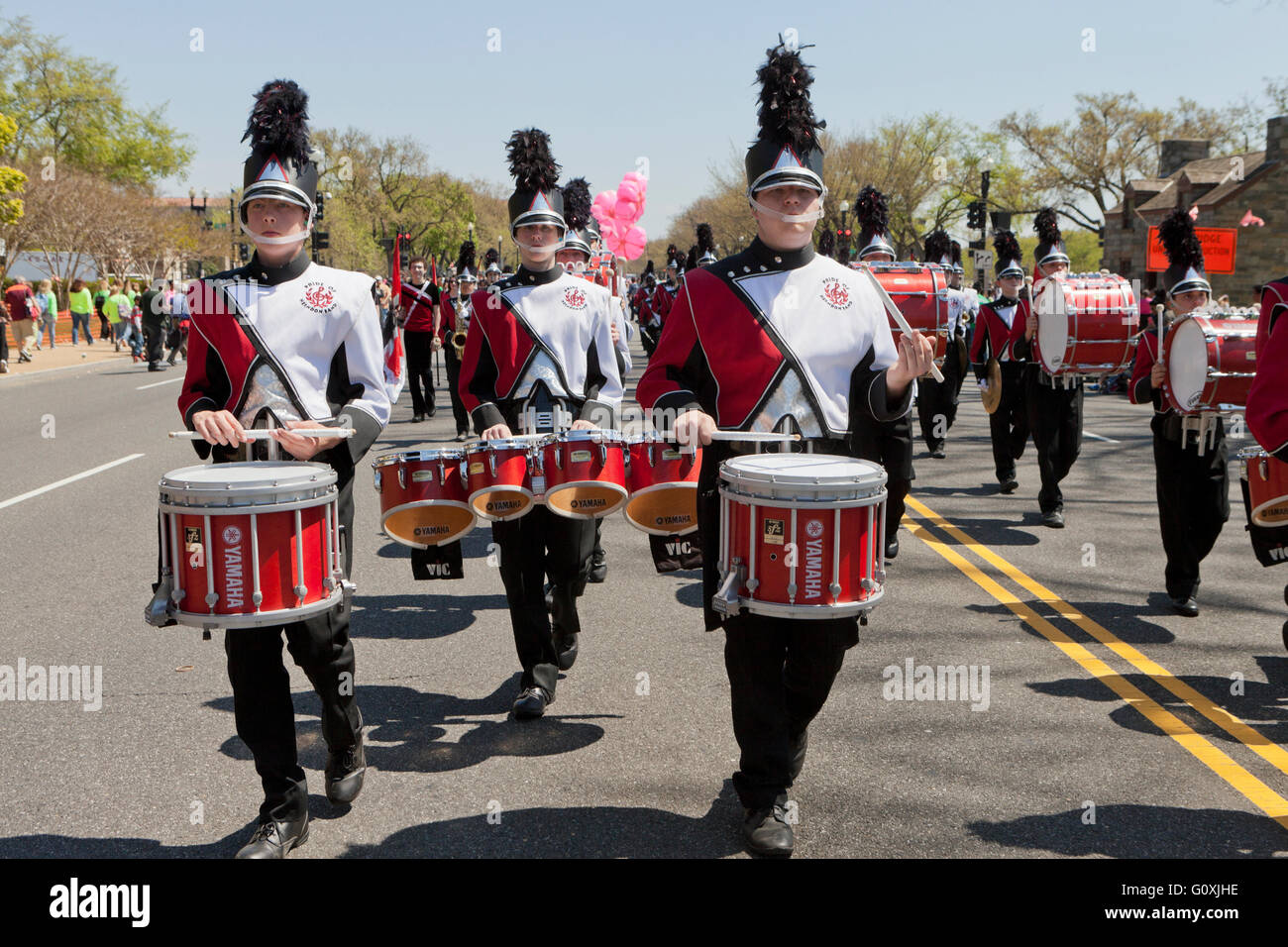 High School marching Band 2016 National Cherry Blossom Festival parade - Washington, DC USA Stockfoto