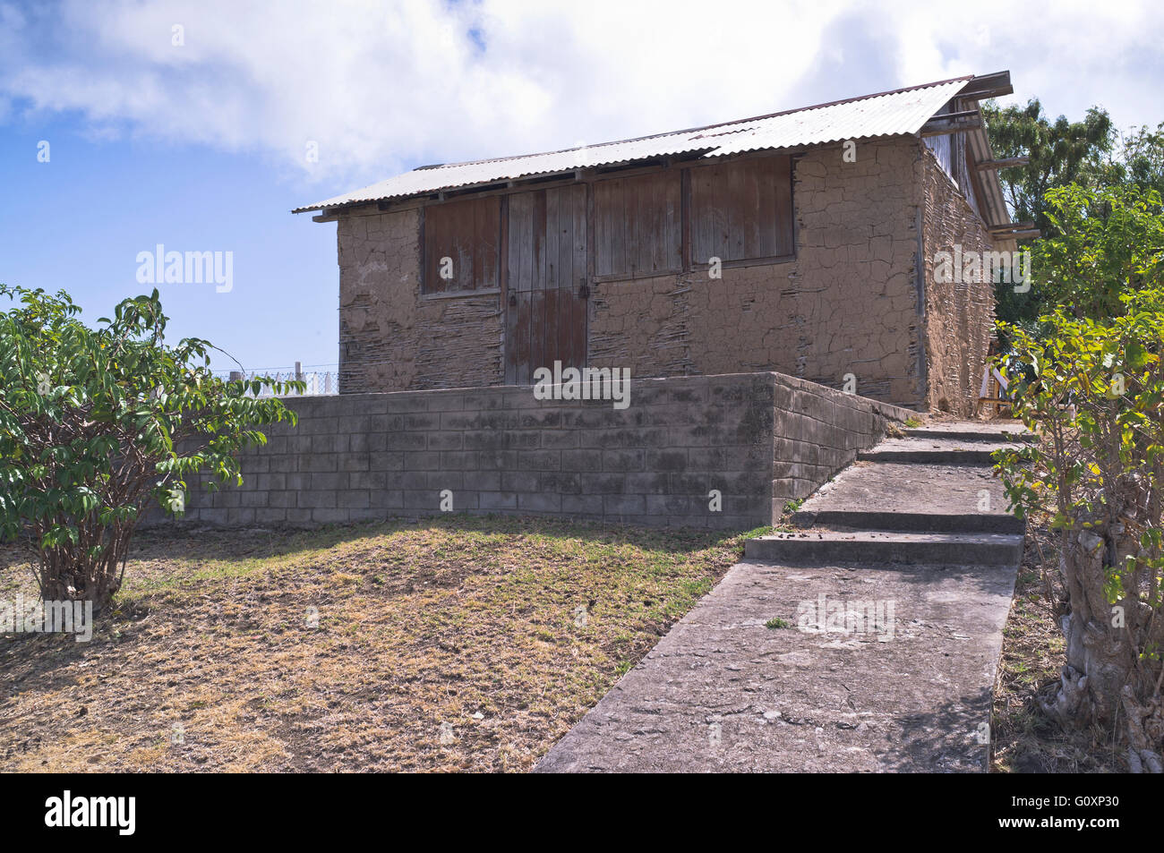 dh Mayreau Insel St. VINCENT Karibik Flechtwerk und Daub Haus Saint Vincent und die Grenadinen Stockfoto