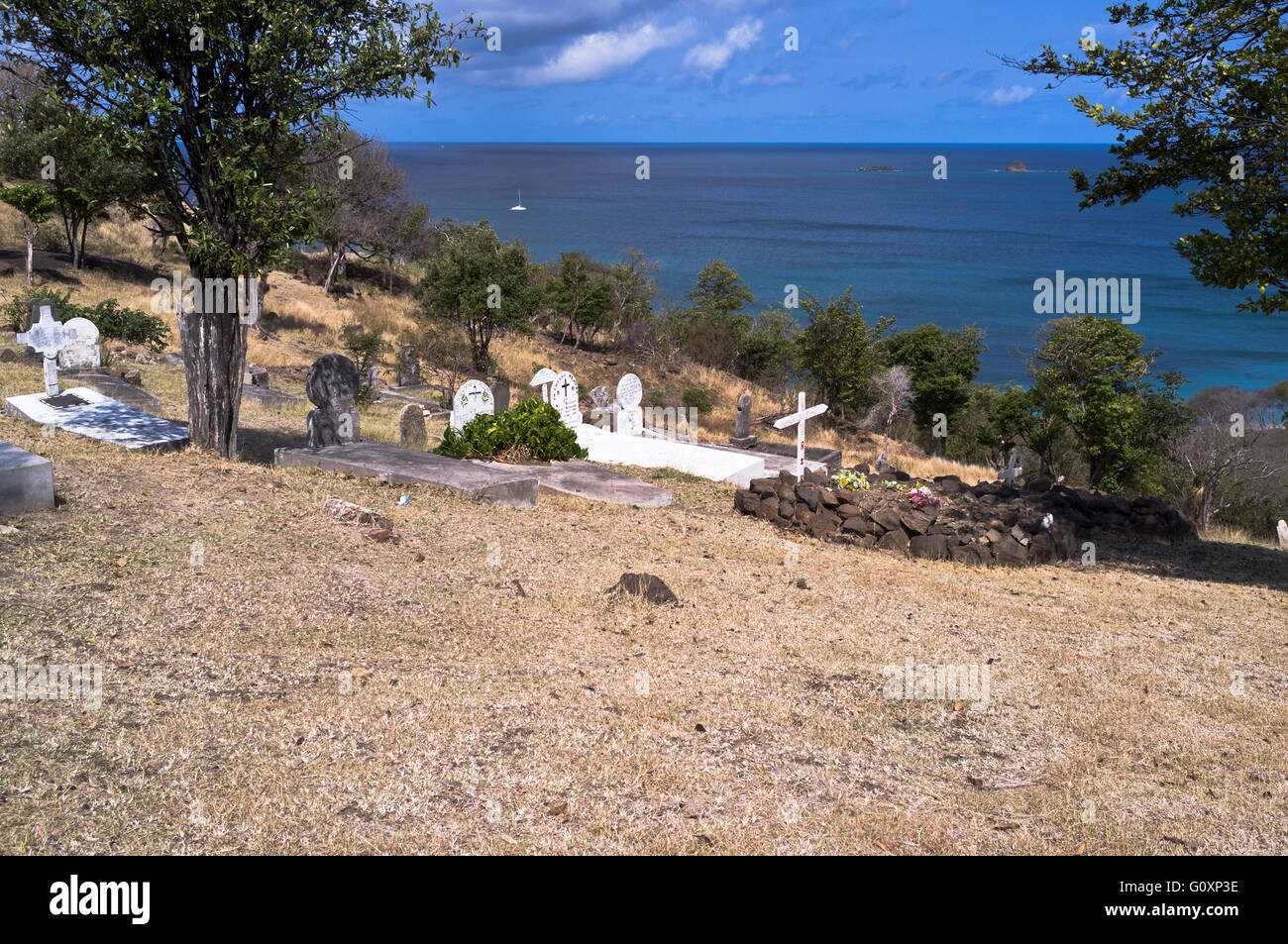 dh Mayreau Insel St. VINCENT Karibik Karibik Friedhof Friedhof Saint Vincent und die Grenadinen Stockfoto