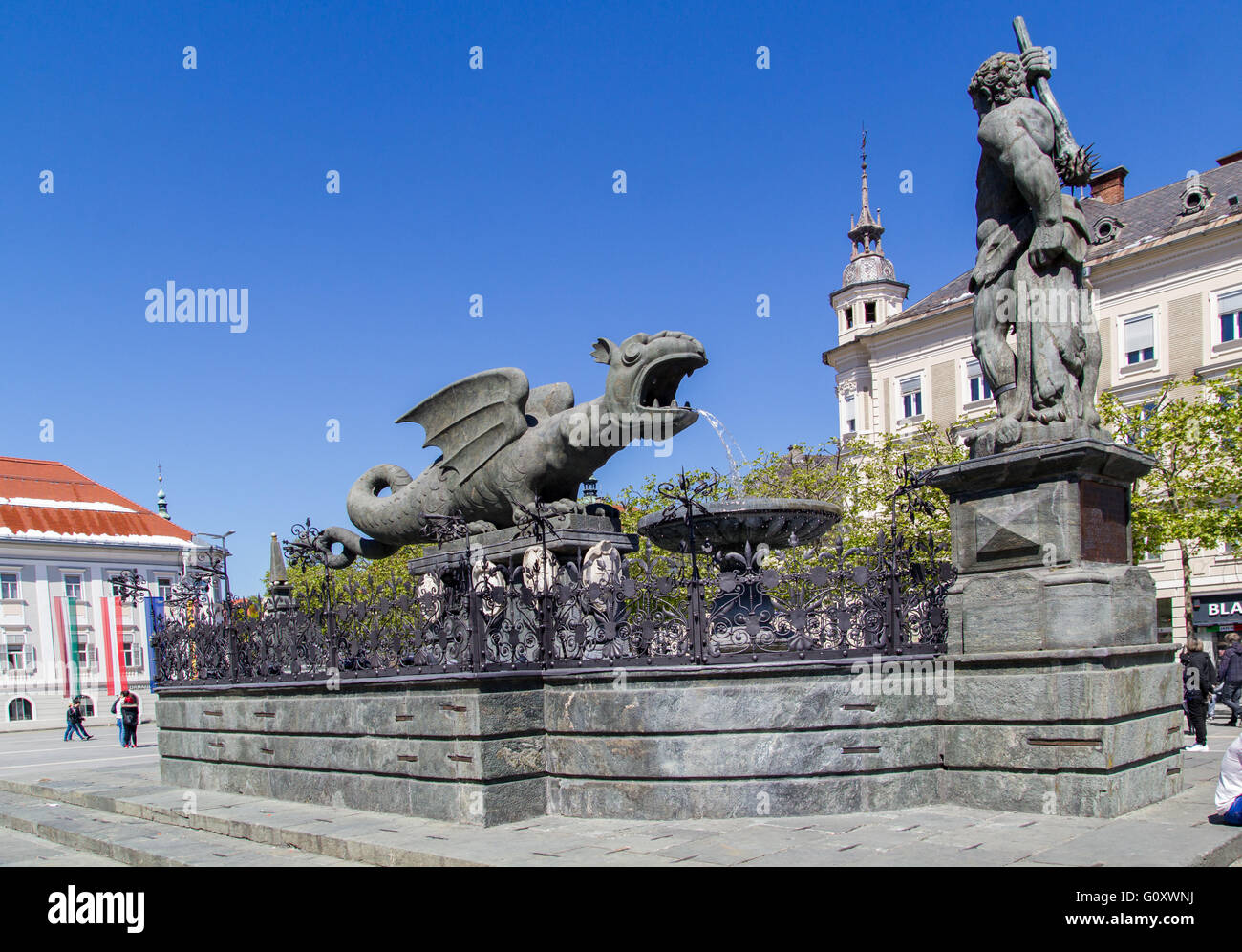 Alten Drachen und Rathaus in Klagenfurt, Österreich Stockfotografie Alamy