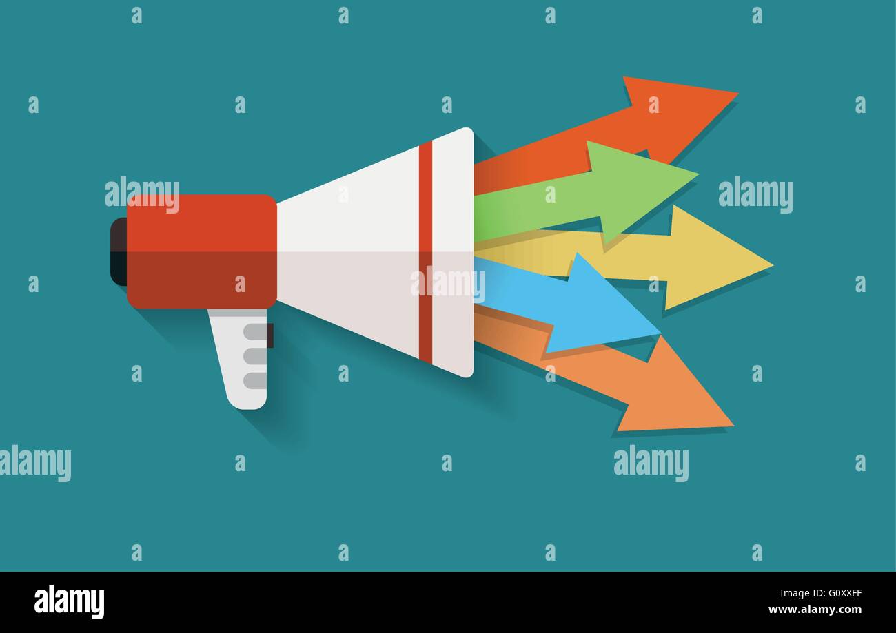 Flaches Design Vektorgrafik Megaphon. Stock Vektor