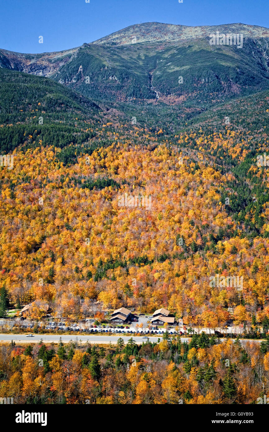 Die Appalachian Mountain Club am Fuß des Mount Washington in den Weißen Bergen um Pinkham Kerbe, New Hampshire. Stockfoto