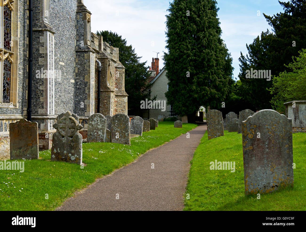 Str. Marys Kirche im Dorf East Bergholt, Suffolk, England UK Stockfoto