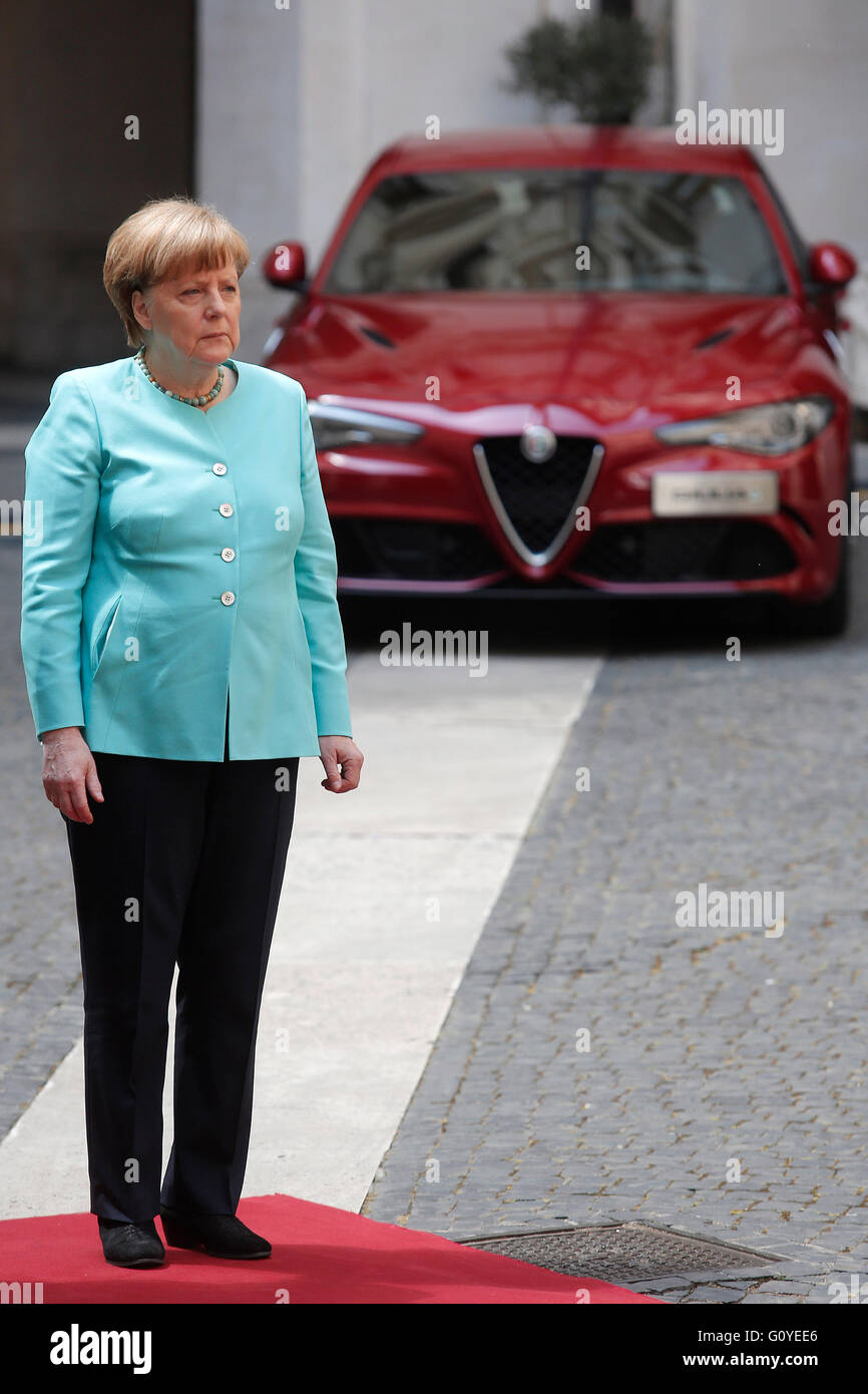 Rom, Italien. 5. Mai 2016. Angela Merkel Rom 5. Mai 2016. Italienische Premier trifft die Bundeskanzlerin. Samantha Zucchi Insidefoto Bildnachweis: Insidefoto/Alamy Live-Nachrichten Stockfoto