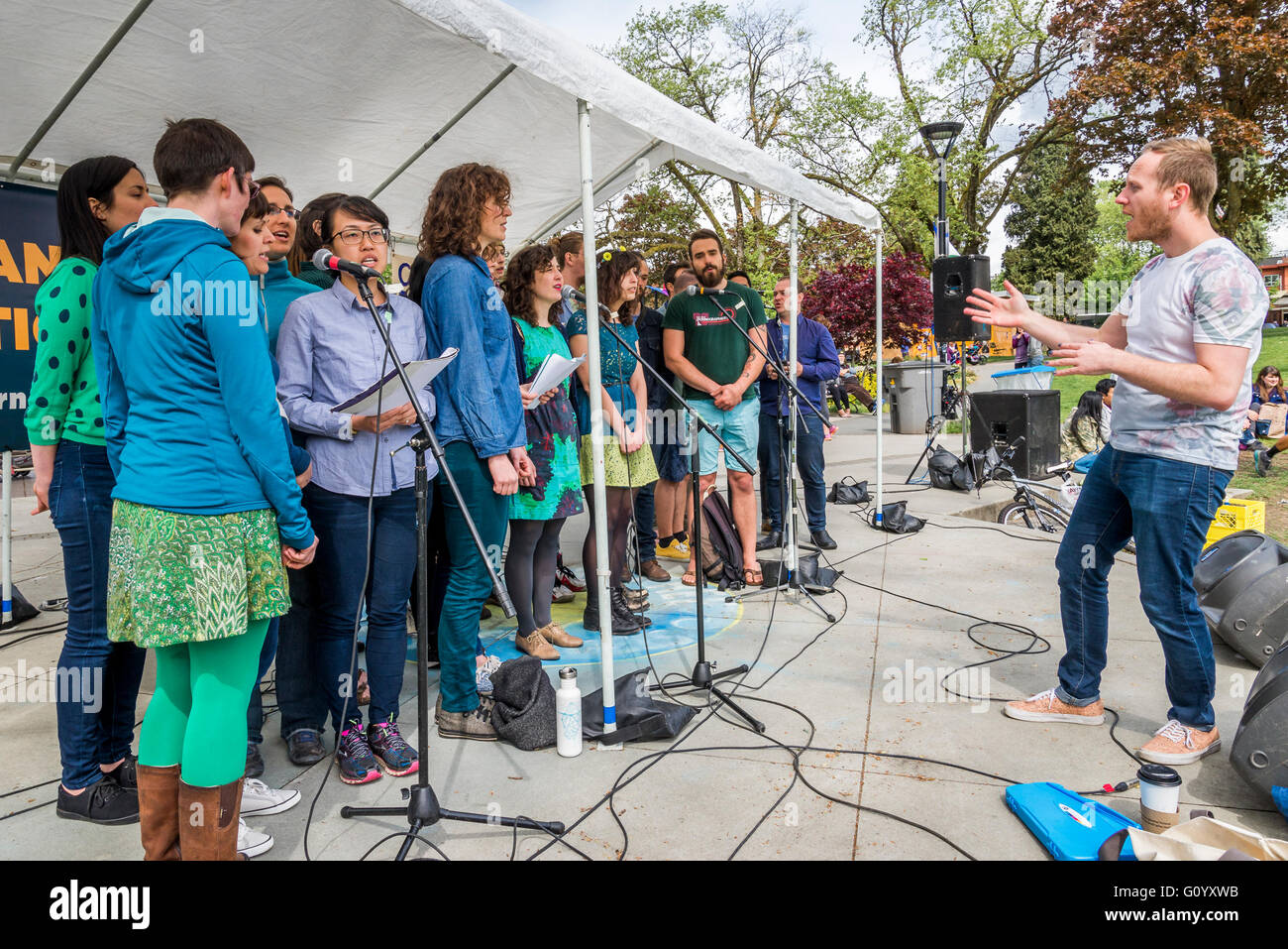 Chor Leistung, Earth Day, Vancouver, Britisch-Kolumbien, Kanada Stockfoto