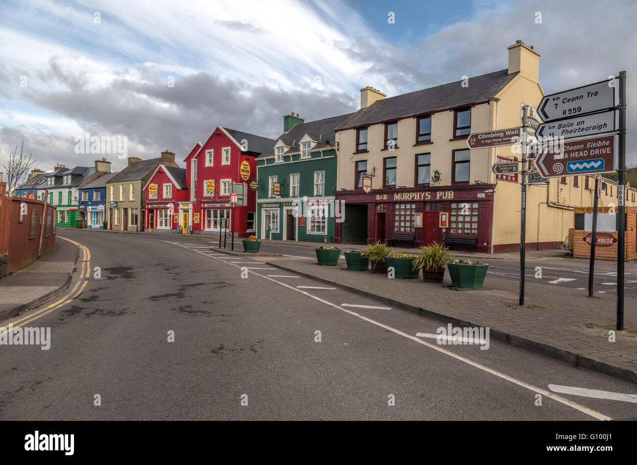 Bunte Architektur in Dingle Stadt, Halbinsel Dingle, County Kerry, Irland. Stockfoto