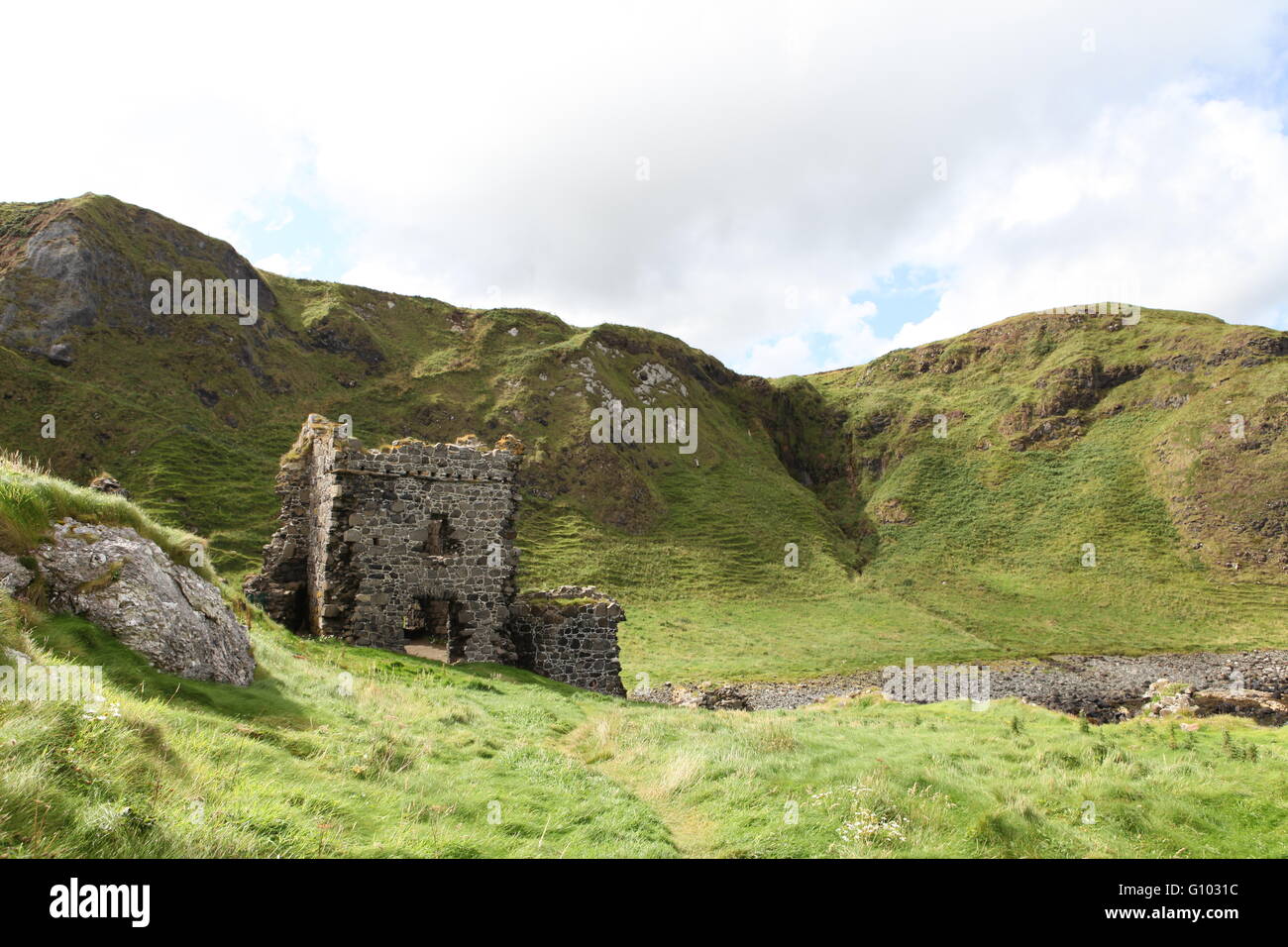 Kilbane Burg, Larry Bane Kopf, Boheeshane Bay, Co. Antrim, Nordirland Stockfoto