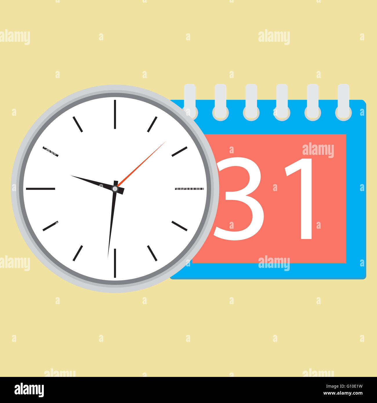 Zeit Planung Uhr mit Datum im Kalender. Flugzeug und Strategie