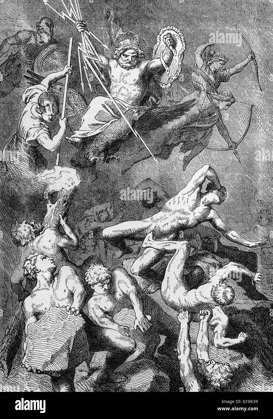 Griechische Mythologie, Kampf zwischen den Göttern und Titanen. Griechenland Stockfoto